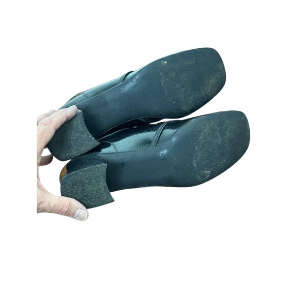 1960s womens chunky Mary Jane shoes black patent leather Size 8 - Picture 7 of 7